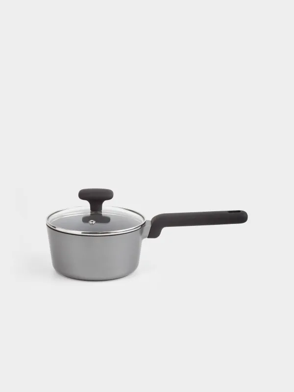 Saucepan, 16 cm, 1.5 l, with lid, coated, aluminum, grey-black, Mintali, image-0