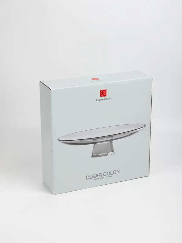 Dish on a leg, 27x7 cm, glass, red, Clear color, image-5