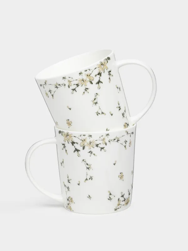 Mug, 450 ml, 2 pcs, porcelain F, white, Flowers, Florin, image-0