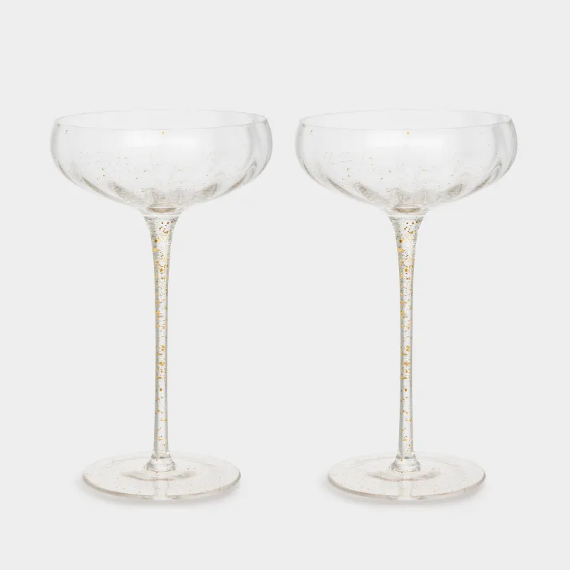 Champagne coupe glass, 220 ml, 2 pcs, glass, Golden spray, Filo R speck