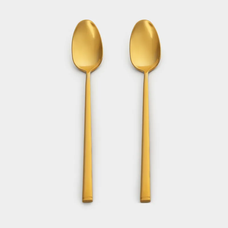 Tea spoon, 2 pcs, long handle, steel, gold, Madrid