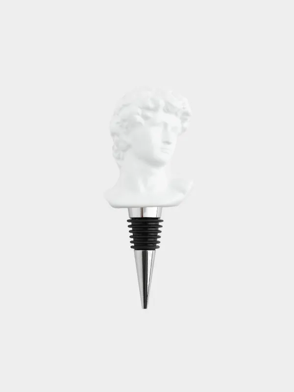 Bottle stopper, 12 cm, metal / ceramic, white, David, Apollo, image-0