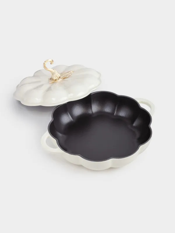 Saucepan, 26 cm, 2.3 l, with lid, cast iron, milky, Pumpkin, Gourd, image-2