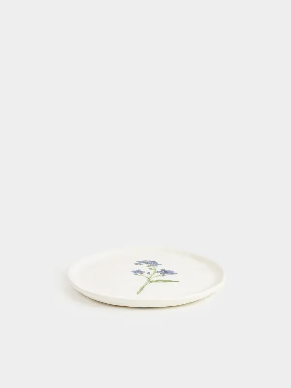 Snack plate, 19 cm, ceramic, white, Myosotis, Crumple print, image-1