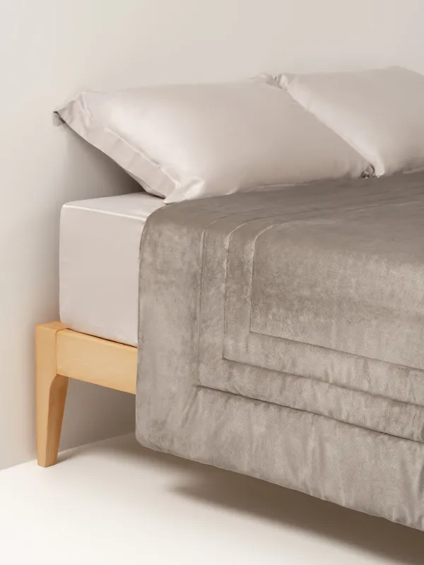 Bedspread, 240x260 cm, quilted, velvet/microfiber, brown, Frame, Stitch velvet, image-4