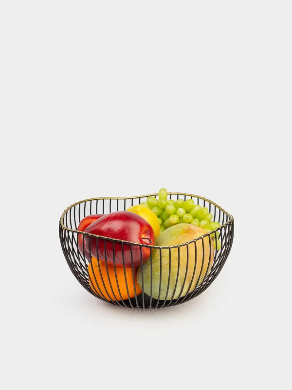 Fruit basket, 26 cm, metal, black, Wavy edge, Twist black, image-3