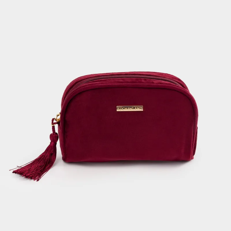 Cosmetic bag, 18x12 cm, with brush, velvet, color, Velvety