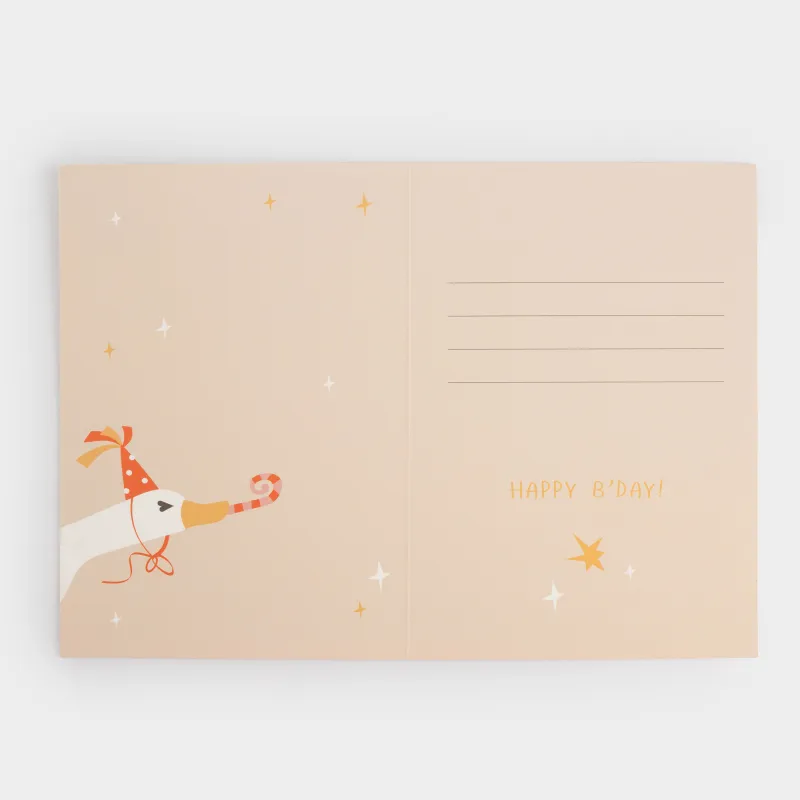 Gift envelope, 12x17 cm, paper, grey, Geese, Birthday, image-3