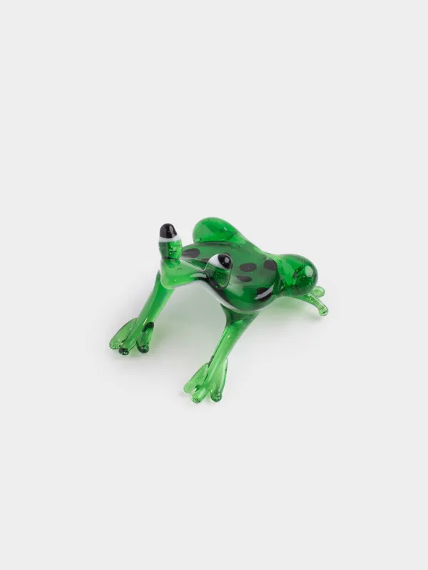 Statuette, 5х3 cm, glass, green, Frog, Vitreous, image-3