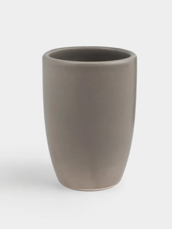 Bathroom glass, 10 cm, ceramic, beige-gray, Giza, image-0