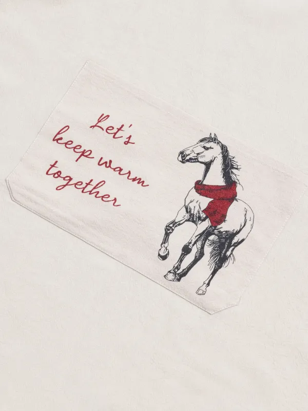 Apron, 65x80 cm, cotton, grey-beige, Horse, Horse in scarf, image-3