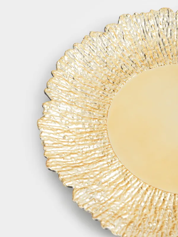 Charger plate, 33 cm, plastic, golden, Ice floe, plastic ice, image-2