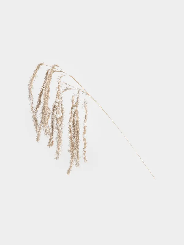 Decorative branch, 60 cm, plastic / metal, Golden amaranth with beads, Amarant decor, image-0