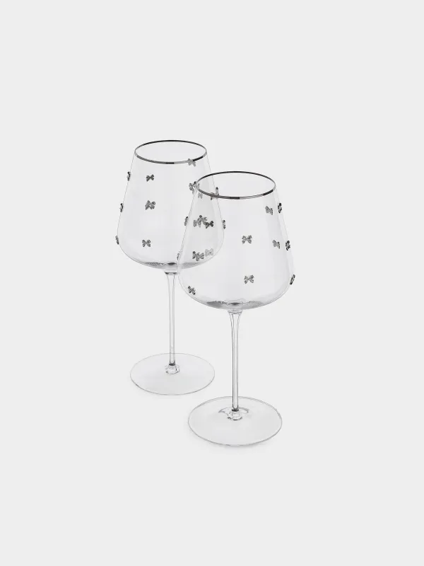 Drinking glass, 650 ml, 2 pcs, crystal glass, with silver edging, Ferentino, image-1