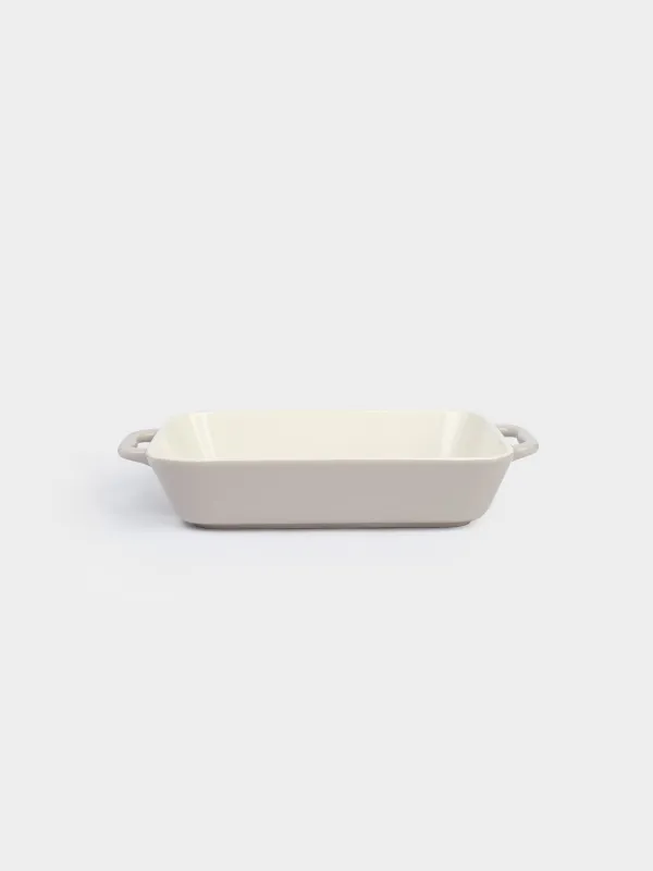 Baking dish, 27x21 cm, ceramic, rectangular, milky beige, Flowers, Florin, image-0