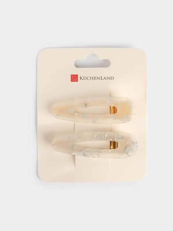 Hair clip, 7 cm, 2 pcs, Acrylic / metal, mother of pearl, Glam, Glam, image-4