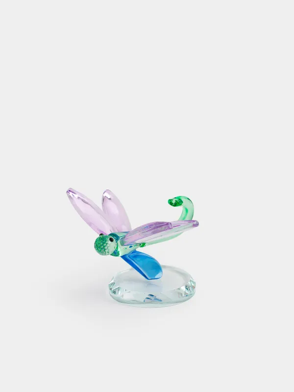Statuette, 8 cm, crystal glass, green-purple, Dragonfly, Vitreous, image-0