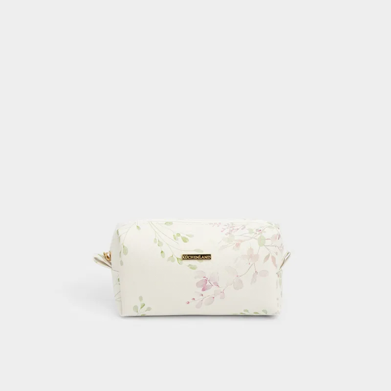 Makeup bag, 20x10 cm, PVC, white, Flowers, Beauty flowers