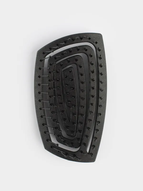 Hair massage comb, 11x6 cm, for travel, vegetable fiber / plastic, black, Zipo