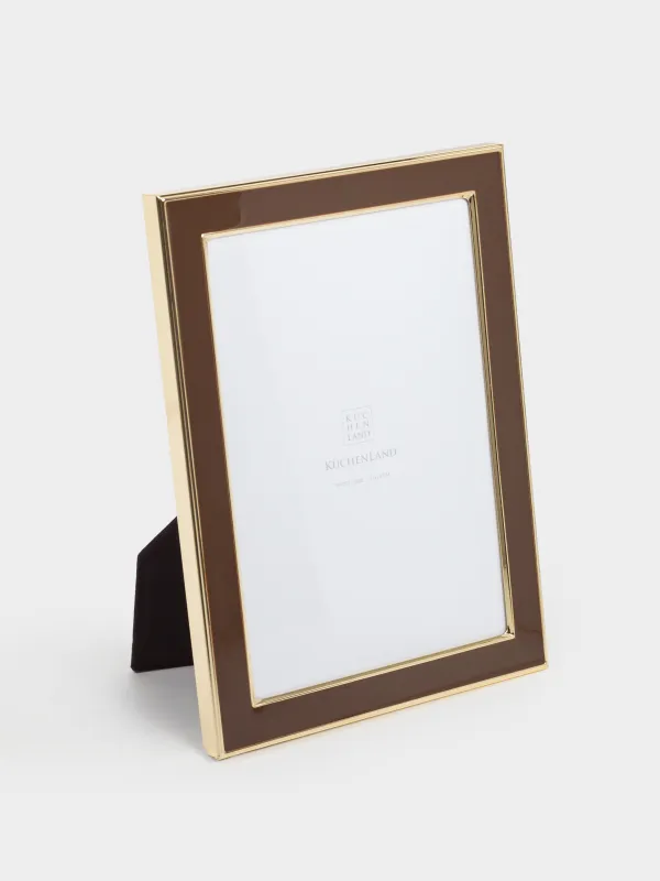 Photo frame, 14x19 cm, plastic / glass, brown, image-0