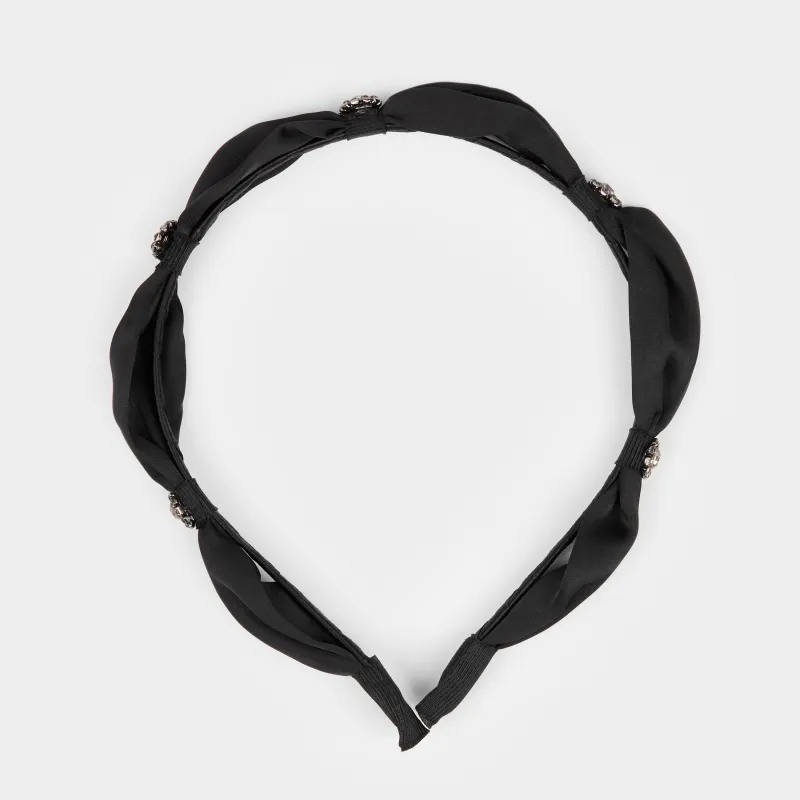 Headband, 14x15 cm, polyester / metal, Black, Hairstyle