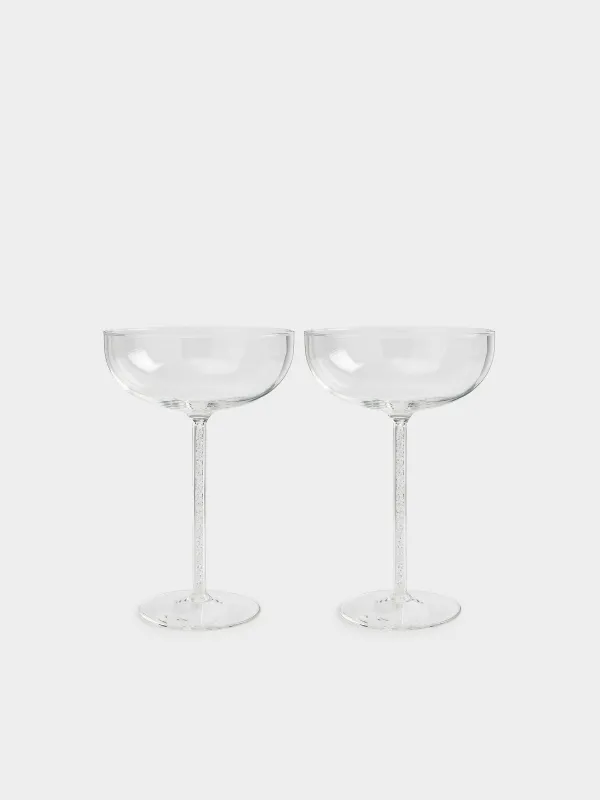 Drinking coupe glass, 300 ml, 2 pcs, glass / rhinestones, Crystal, image-0