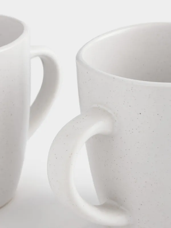Mug, 470 ml, 2 pcs, ceramic, milky, speckled, Uneven edge, Demicile light, image-1