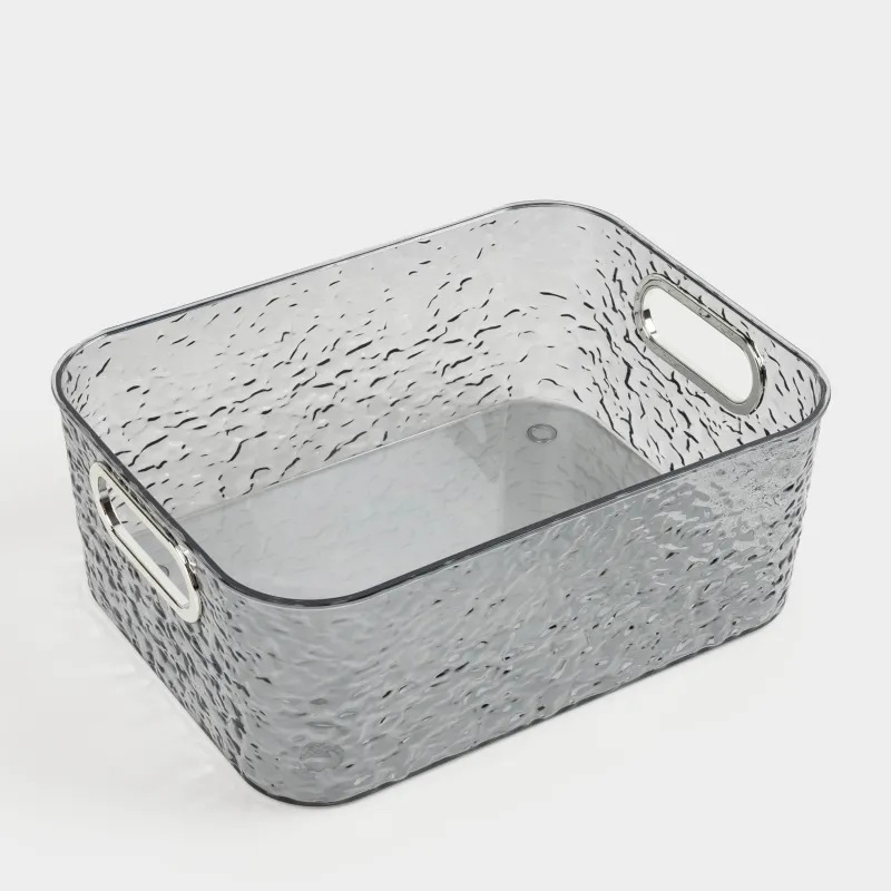 Organizer box, 27x21x10 cm, household, with handles, plastic, gray, Renaissance clear, image-2