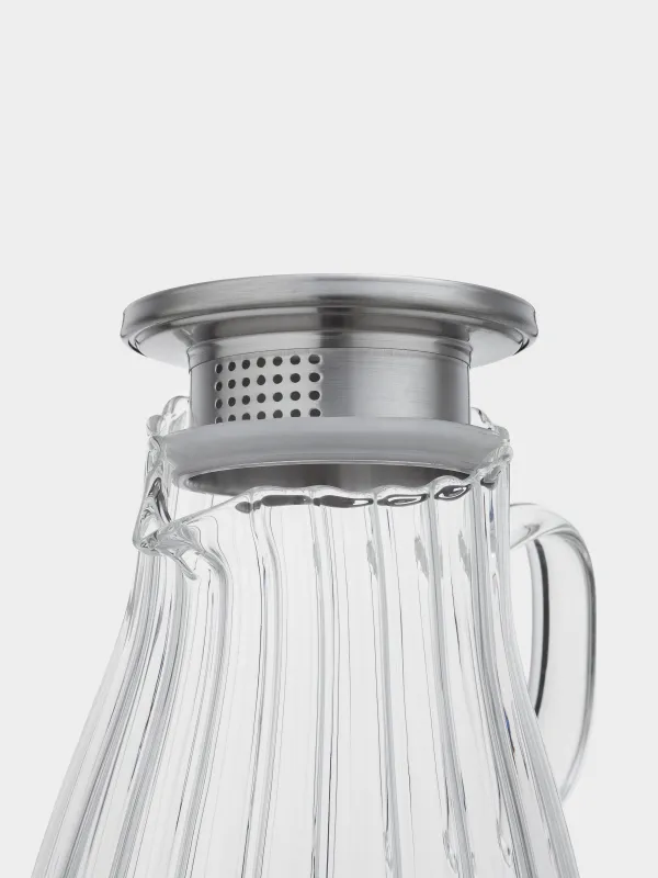 Jug, 1,8 l, with filter cap, used glass / steel, Camellia, image-3