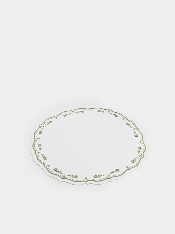 Placemat, 38 cm, PVC / polyester, shaped, milky, Vintage flowers, Rock embroidery, image-1