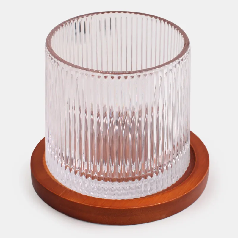 Drinking glass, 9 cm, 260 ml, on a stand, glass R / wood, Ribby, image-2