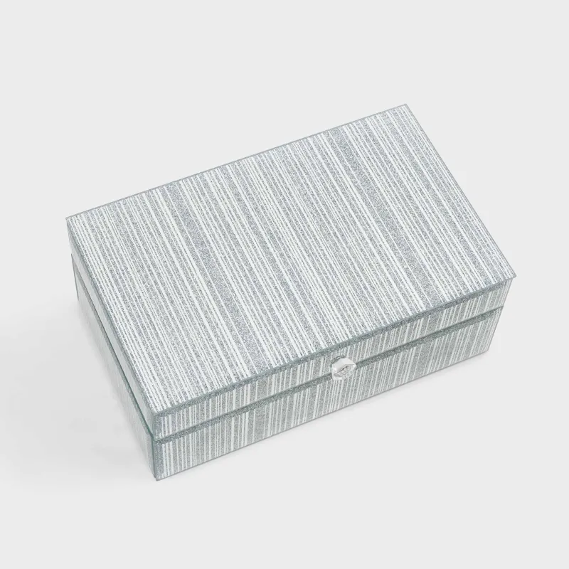 Jewelry box, 21x13 cm, glass, silver, Stripes, Actress, image-3