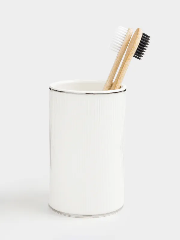 Bathroom tumbler, 12 cm, porcelain P, white and silver, Antarctica, image-2