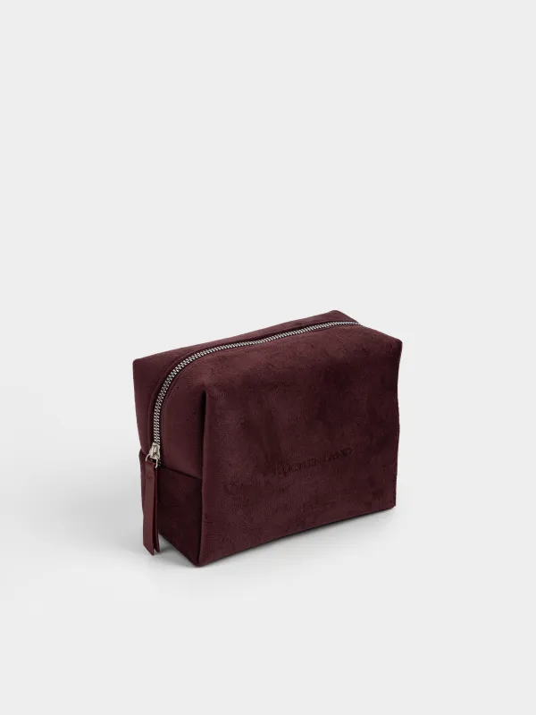Makeup bag, 18x13 cm, velvet, burgundy, Velvety, image-1