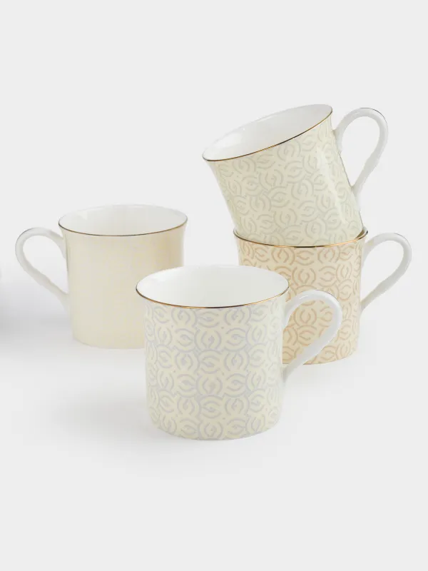 Mug, 330 ml, 4 pcs, porcelain F, mix, with golden edging, Patterns, Geometry, image-2