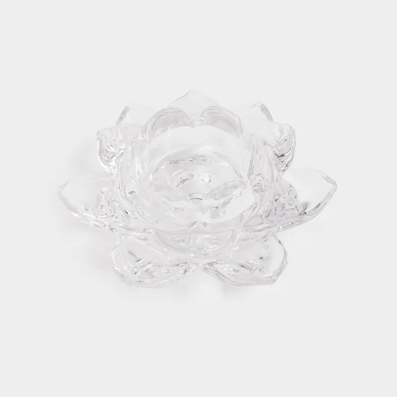 Candlestick, 12 cm, for tea / thin candle, glass, Lotus, Lotus, image-2