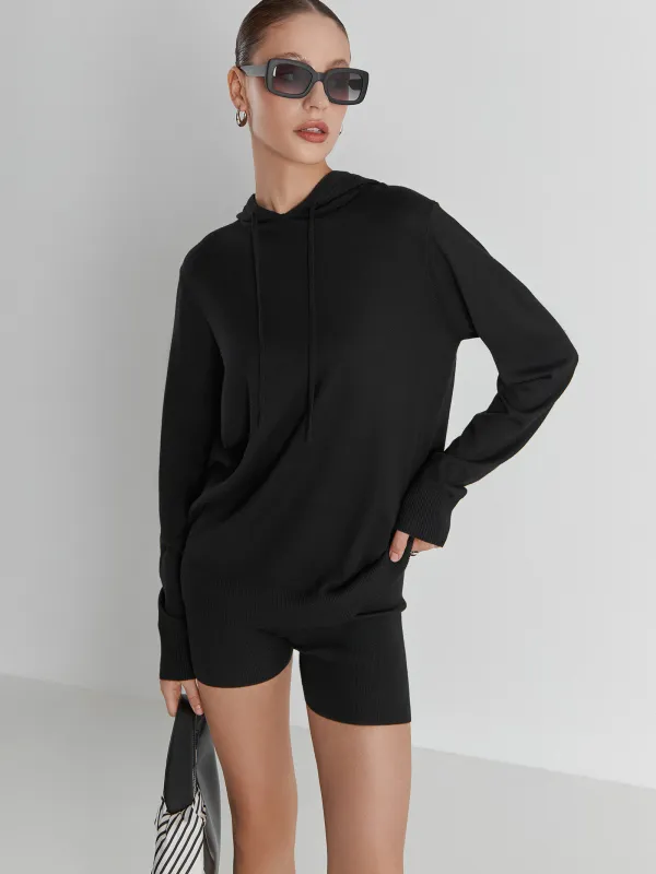 Women's hoodie, size S, viscose / polyamide, black, Camilla, image-4