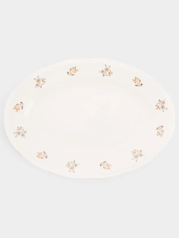 Dish, 30x21 cm, porcelain N, white, oval, Vintage flowers, La flore, image-1