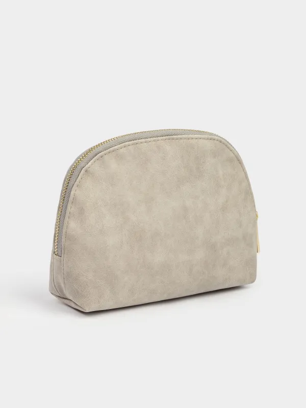 Makeup bag, 17x15 cm, polyurethane, grey, Krast, image-1