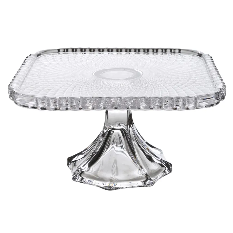 Dish on a leg, 20x10 cm, glass, square, Naiad