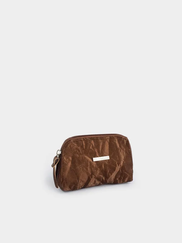 Cosmetic bag, 15x9 cm, polyurethane, brown, Krush, image-1