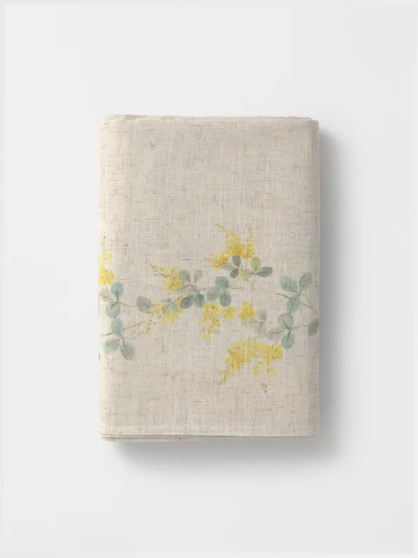 Tablecloth, 170x250 cm, polyester / linen, beige, Mimosa, Mimosa flowers, image-7