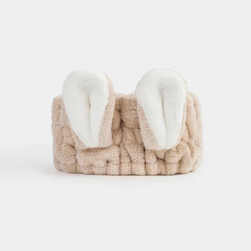 Headband, 17x8 cm, fleece, beige and white, Ears, Showy
