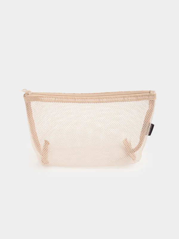 Cosmetic bag, 24x14 cm, polyester, beige, Mesh, Easy Travel, image-0