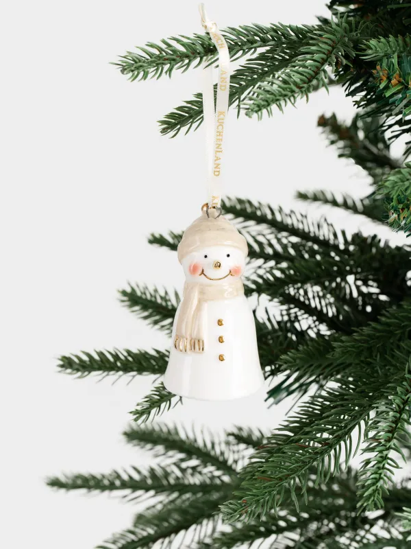 Christmas tree toy, 7 cm, porcelain P, milky, Bear in scarf, Figure christmas, image-3