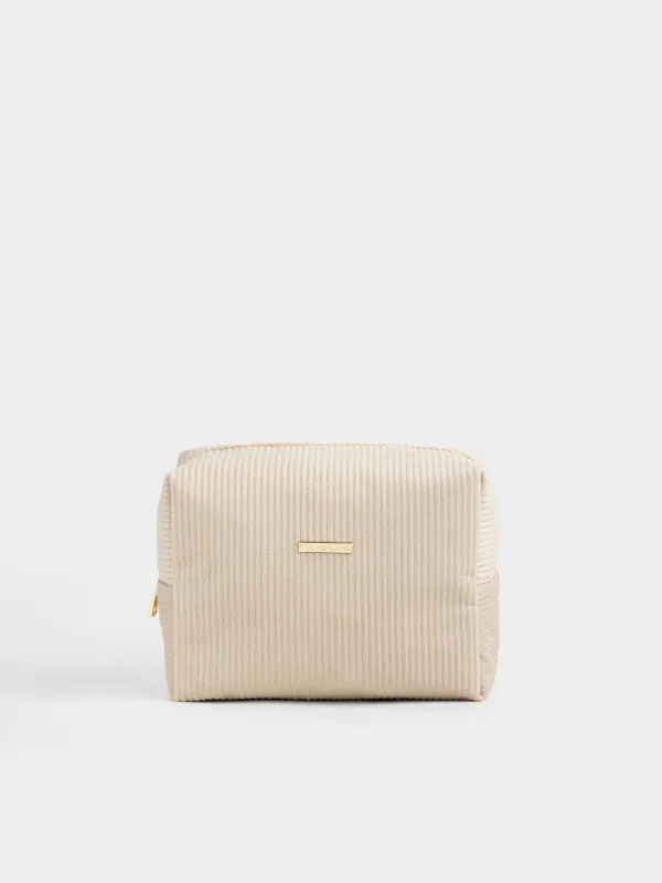 Makeup bag, 21x15 cm, ribbed, velvet, beige, Moire, image-0