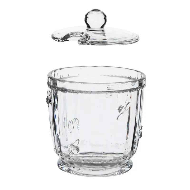 Sugar bowl, 12 cm, 370 ml, with spoon, glass R / steel, Honey, image-3