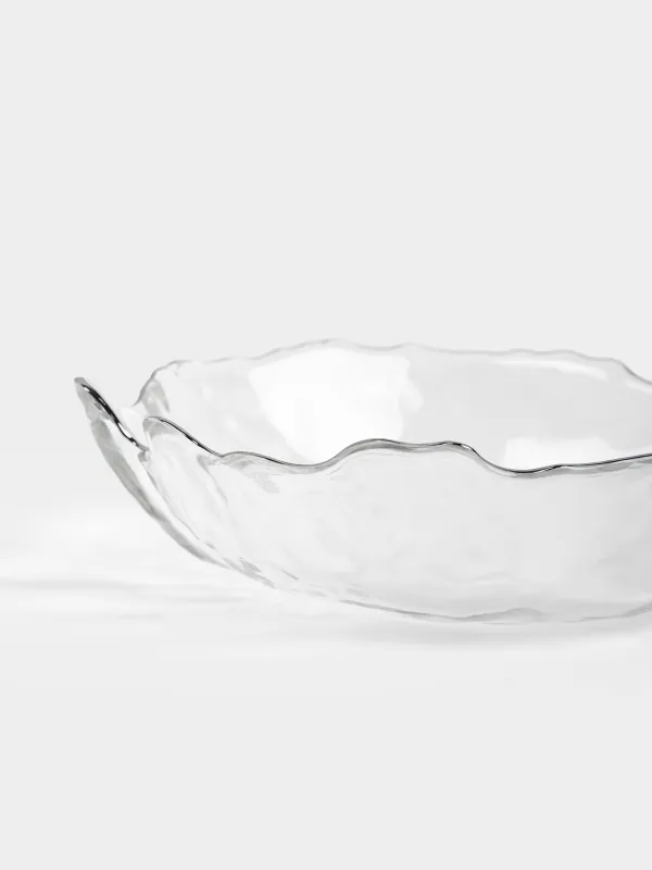 Salad bowl, 19x15cm, ml, glass, with silver edging, Petal, Nautilus silver, image-3