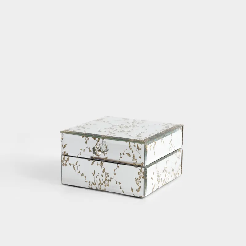 Jewelry box, 13x8 cm, glass, Mirror, Branches, Glossy