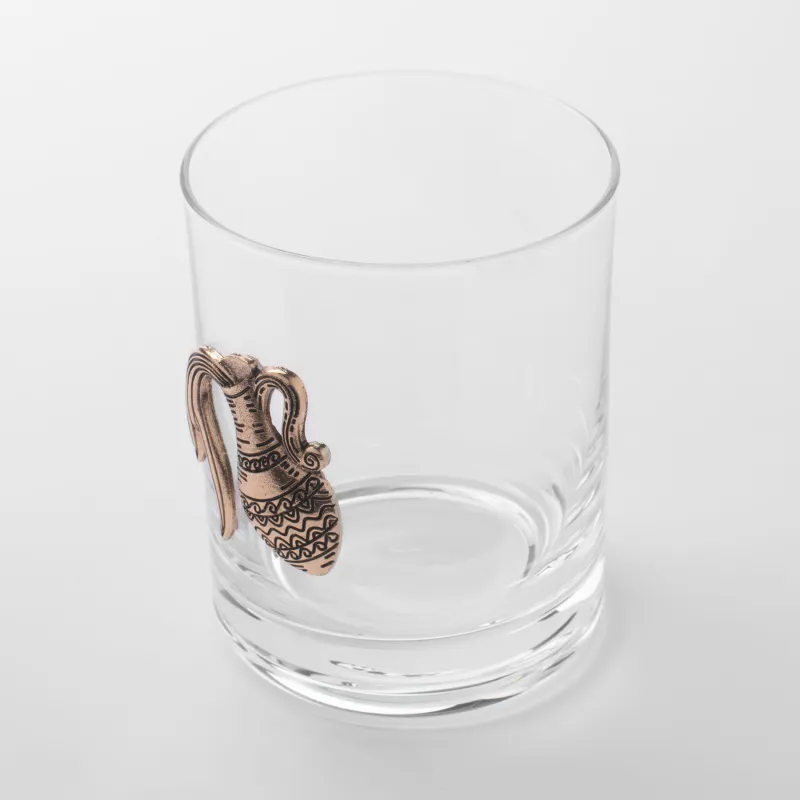 Whiskey glass, 10 cm, 340 ml, glass / metal, golden, Aquarius, Zodiac, image-2